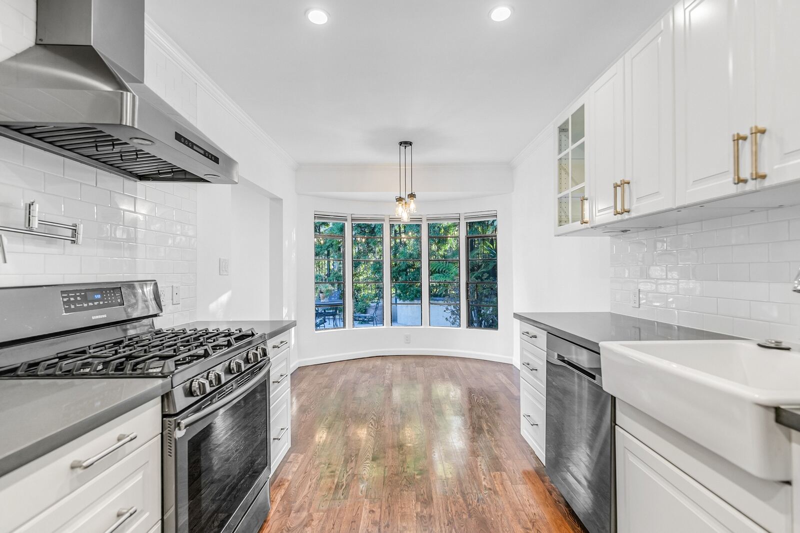 Bright kitchen with bay window